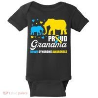 Proud Elephant Grandma Down Syndrome Awareness T21 Baby Bodysuit thumb 0