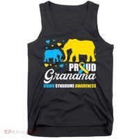 Proud Elephant Grandma Down Syndrome Awareness T21 Tank Top thumb 0