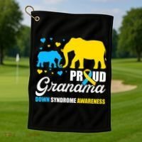 Proud Elephant Grandma Down Syndrome Awareness T21 Golf Towel thumb 1