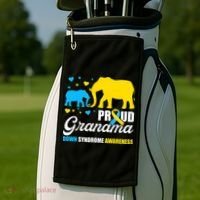 Proud Elephant Grandma Down Syndrome Awareness T21 Golf Towel thumb 2