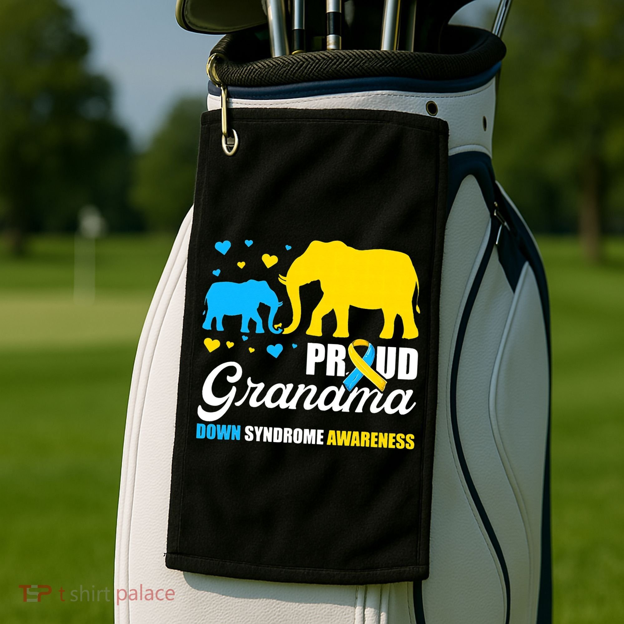 Proud Elephant Grandma Down Syndrome Awareness T21 Golf Towel