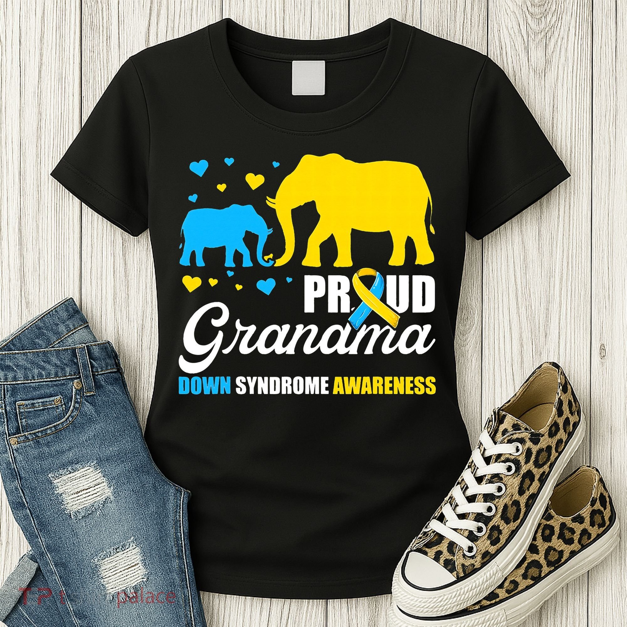 Proud Elephant Grandma Down Syndrome Awareness T21 Women's T-Shirt