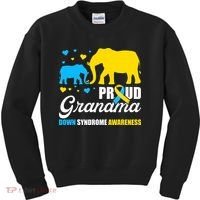Proud Elephant Grandma Down Syndrome Awareness T21 Kids Sweatshirt thumb 0