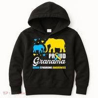 Proud Elephant Grandma Down Syndrome Awareness T21 Kids Hoodie thumb 0