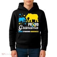 Proud Elephant Grandma Down Syndrome Awareness T21 Kids Hoodie thumb 4