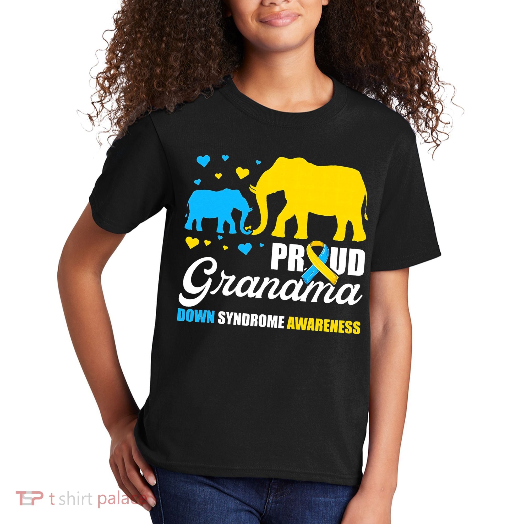 Proud Elephant Grandma Down Syndrome Awareness T21 Kids T-Shirt