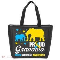 Proud Elephant Grandma Down Syndrome Awareness T21 Tote Bag thumb 0
