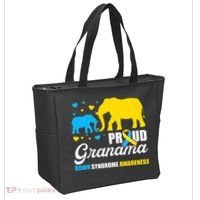 Proud Elephant Grandma Down Syndrome Awareness T21 Tote Bag thumb 2