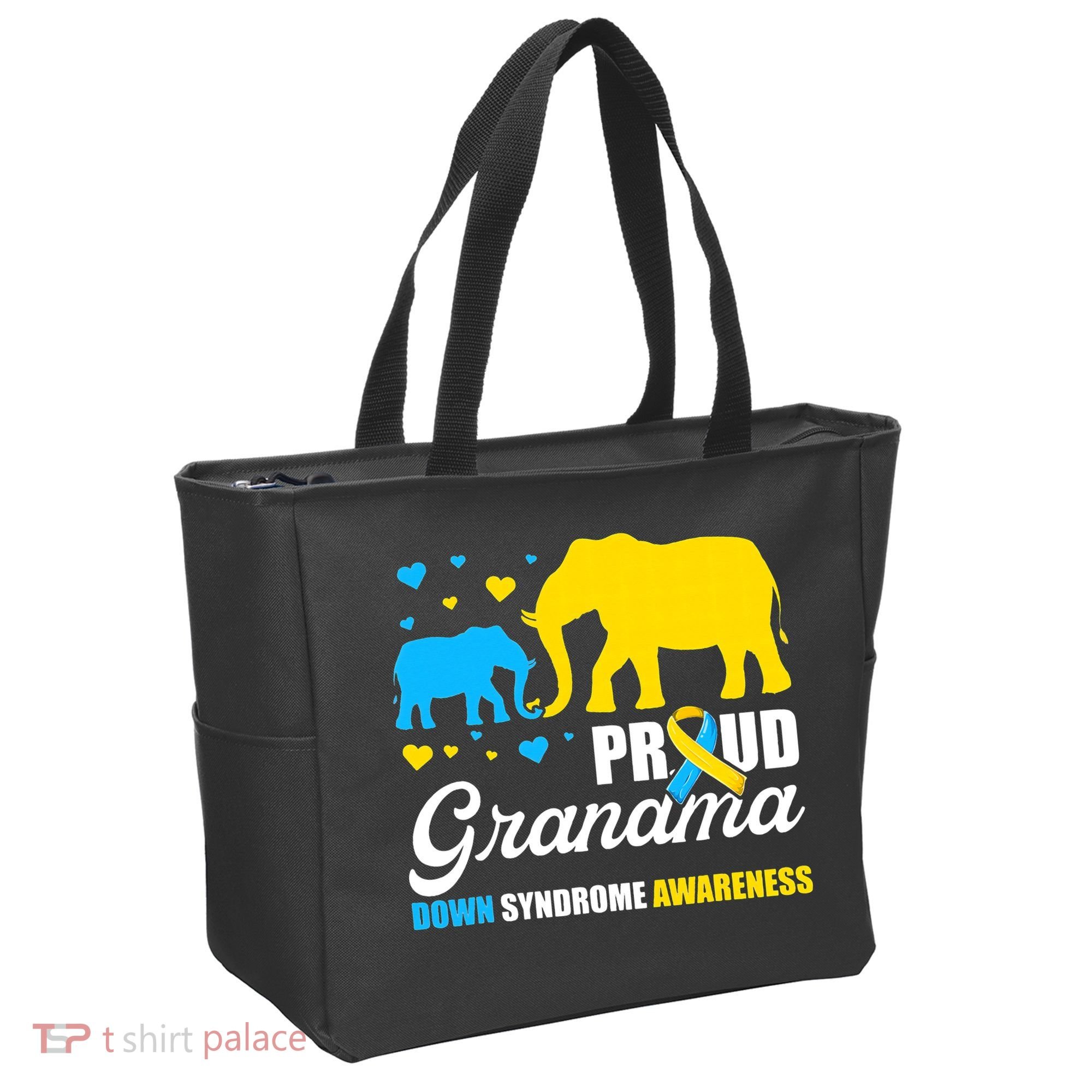 Proud Elephant Grandma Down Syndrome Awareness T21 Tote Bag