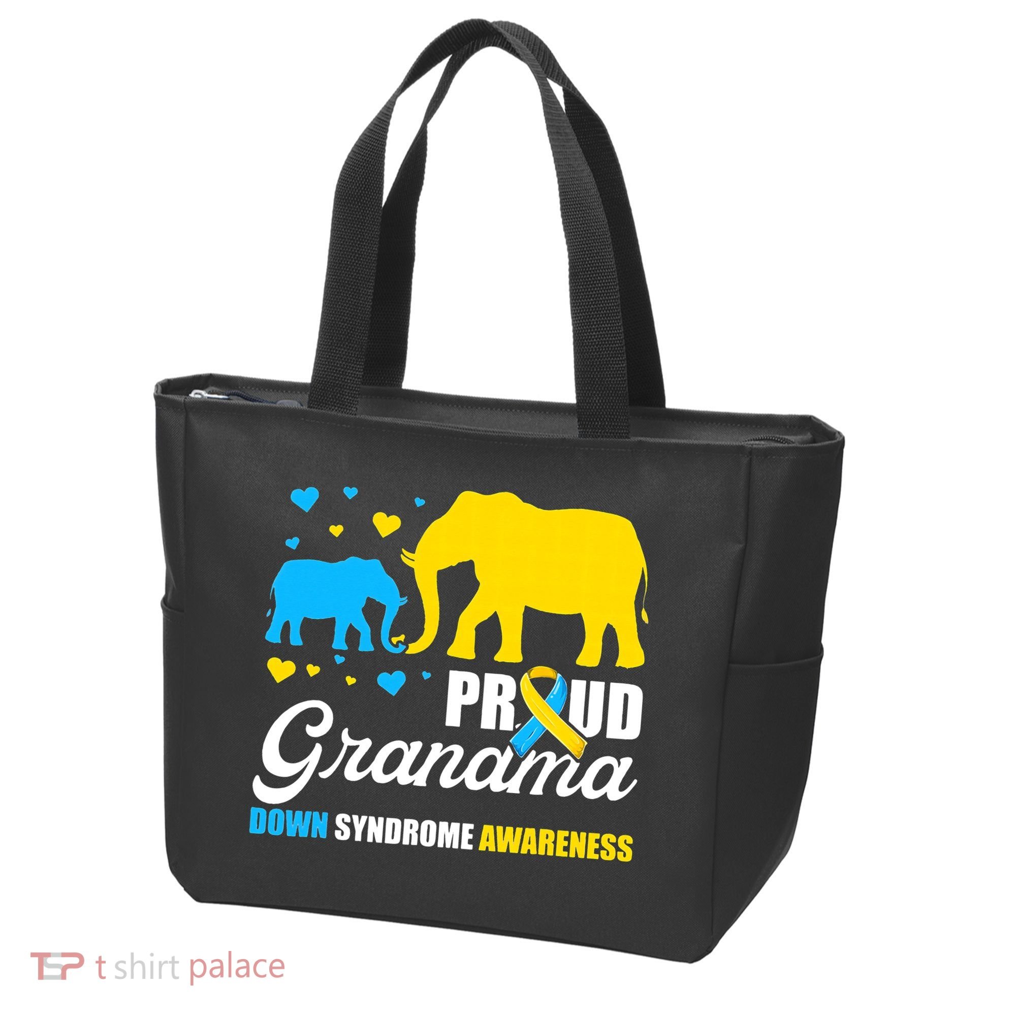 Proud Elephant Grandma Down Syndrome Awareness T21 Tote Bag