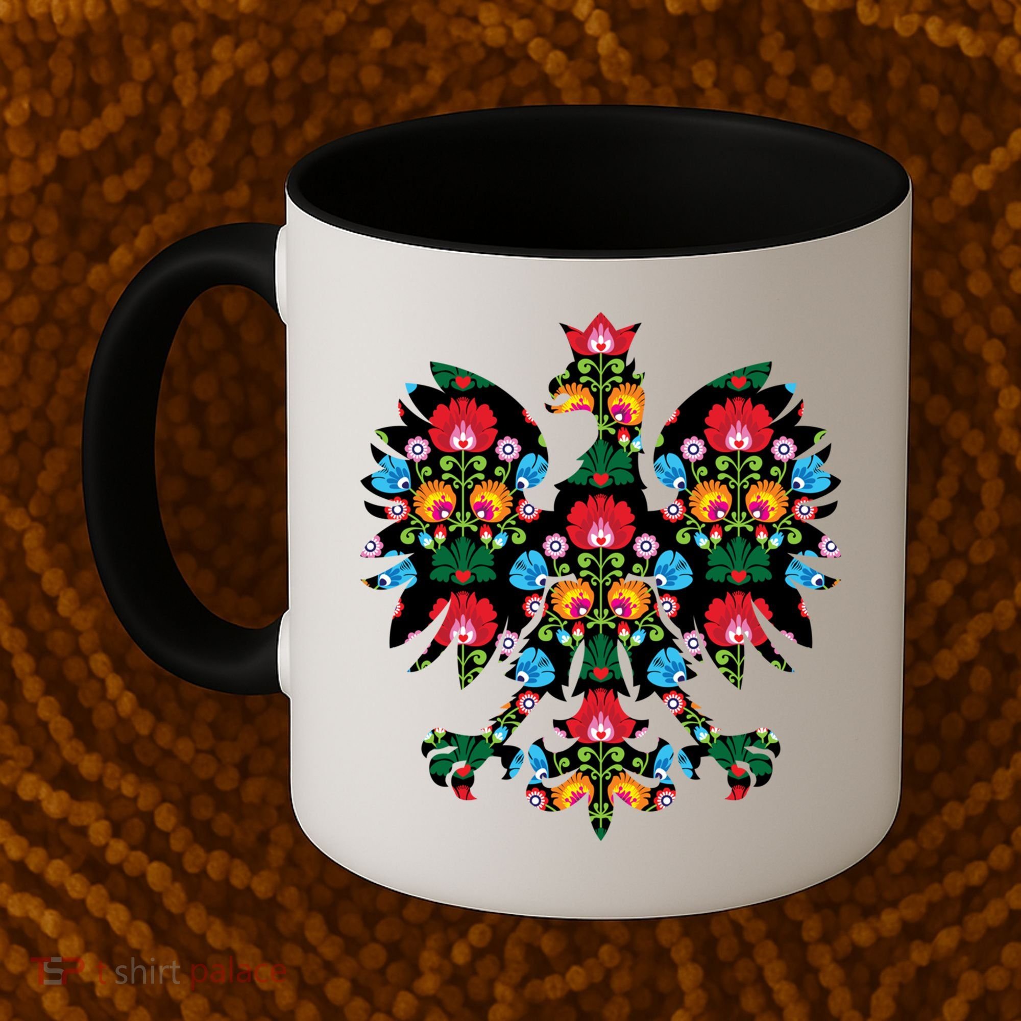 Polish Eagle Gift Poland Wycinanki Emblem, Polish Folk Art Fest Gift Coffee Mug