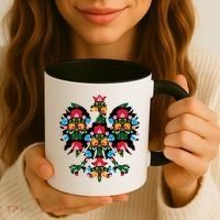 Polish Eagle Gift Poland Wycinanki Emblem, Polish Folk Art Fest Gift Coffee Mug thumb 3