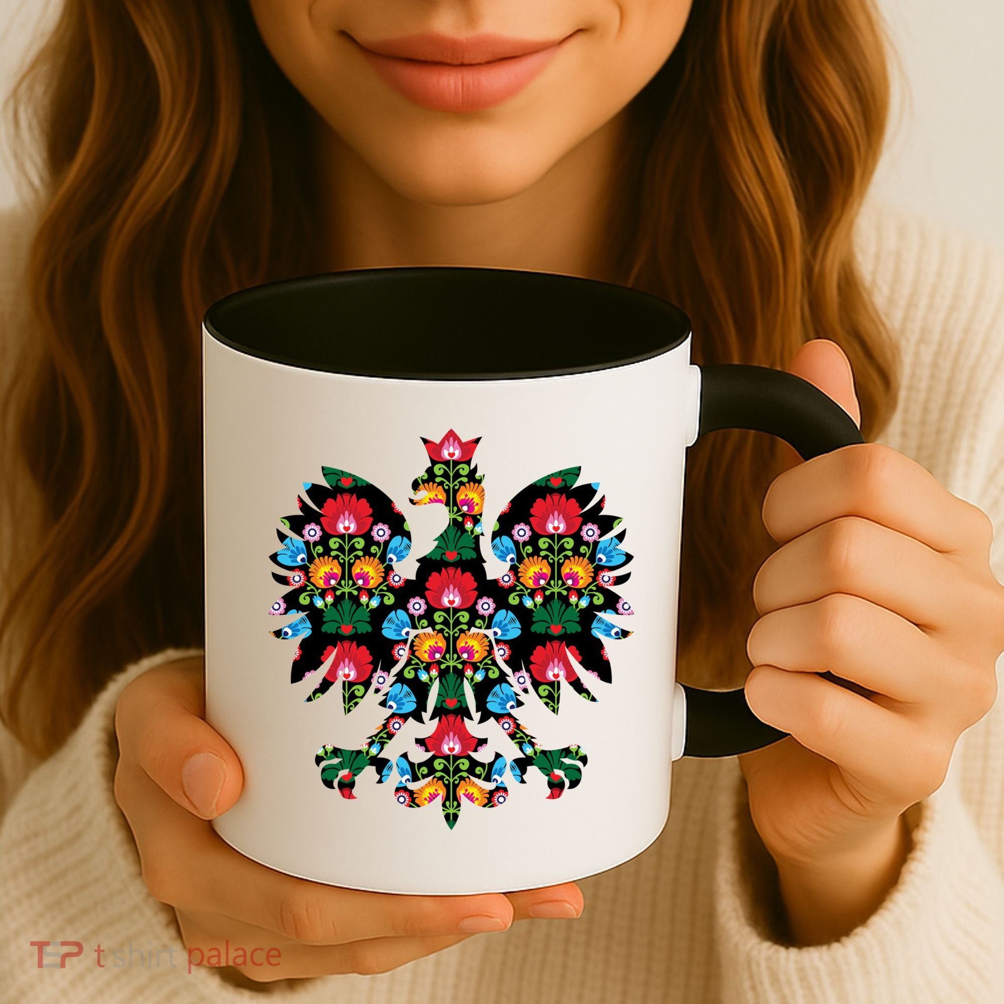 Polish Eagle Gift Poland Wycinanki Emblem, Polish Folk Art Fest Gift Coffee Mug
