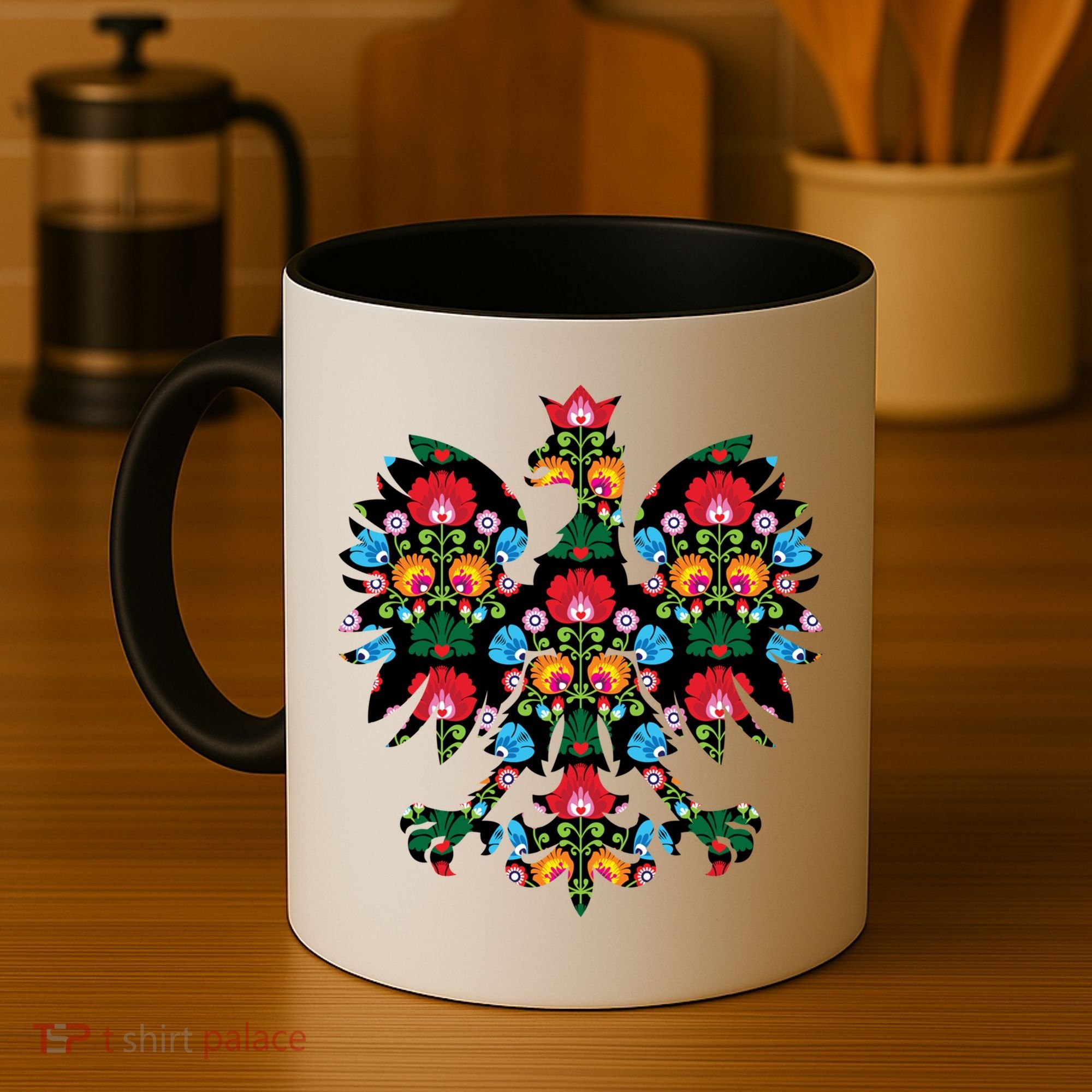 Polish Eagle Gift Poland Wycinanki Emblem, Polish Folk Art Fest Gift Coffee Mug