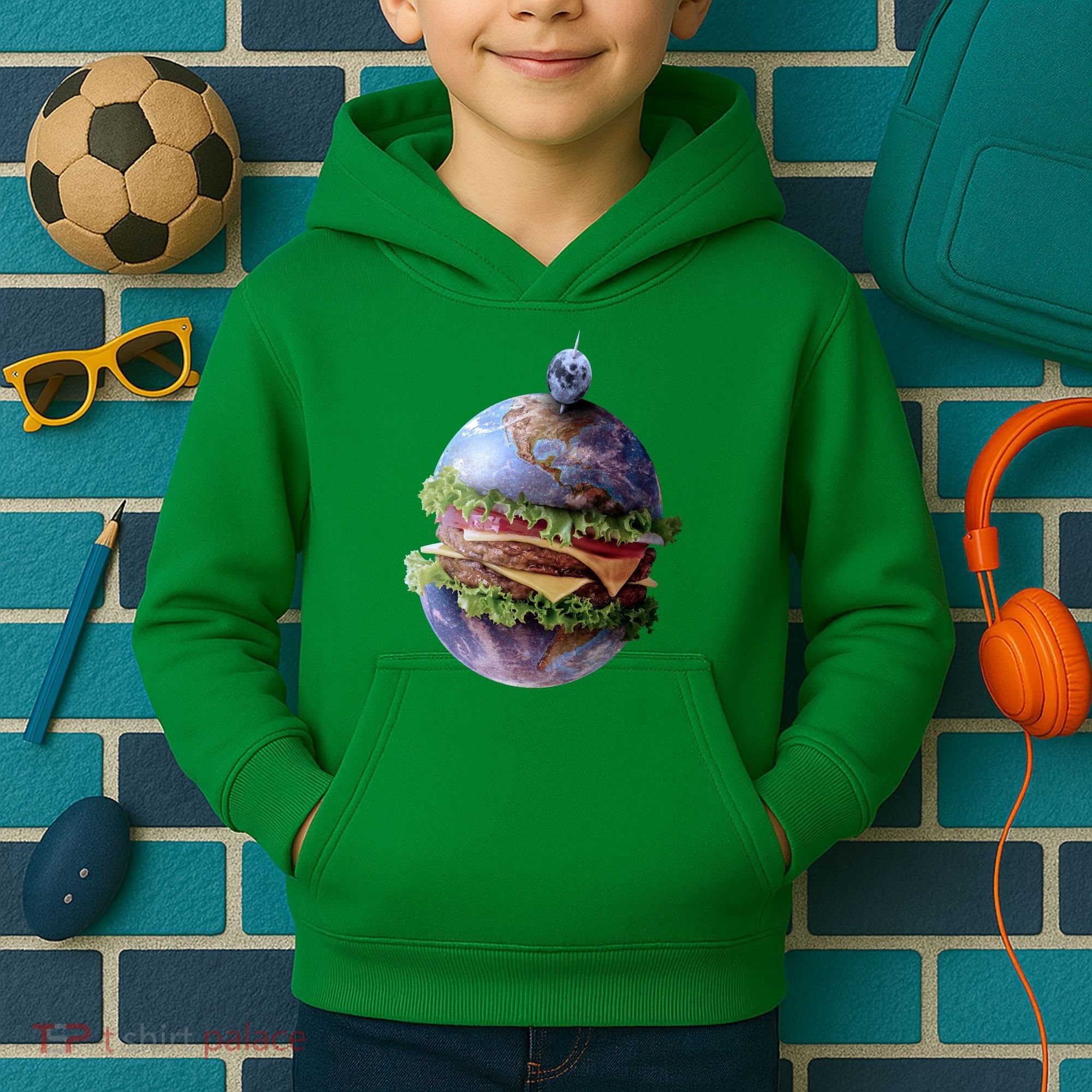 Planet Earth Hamburger Kids Hoodie