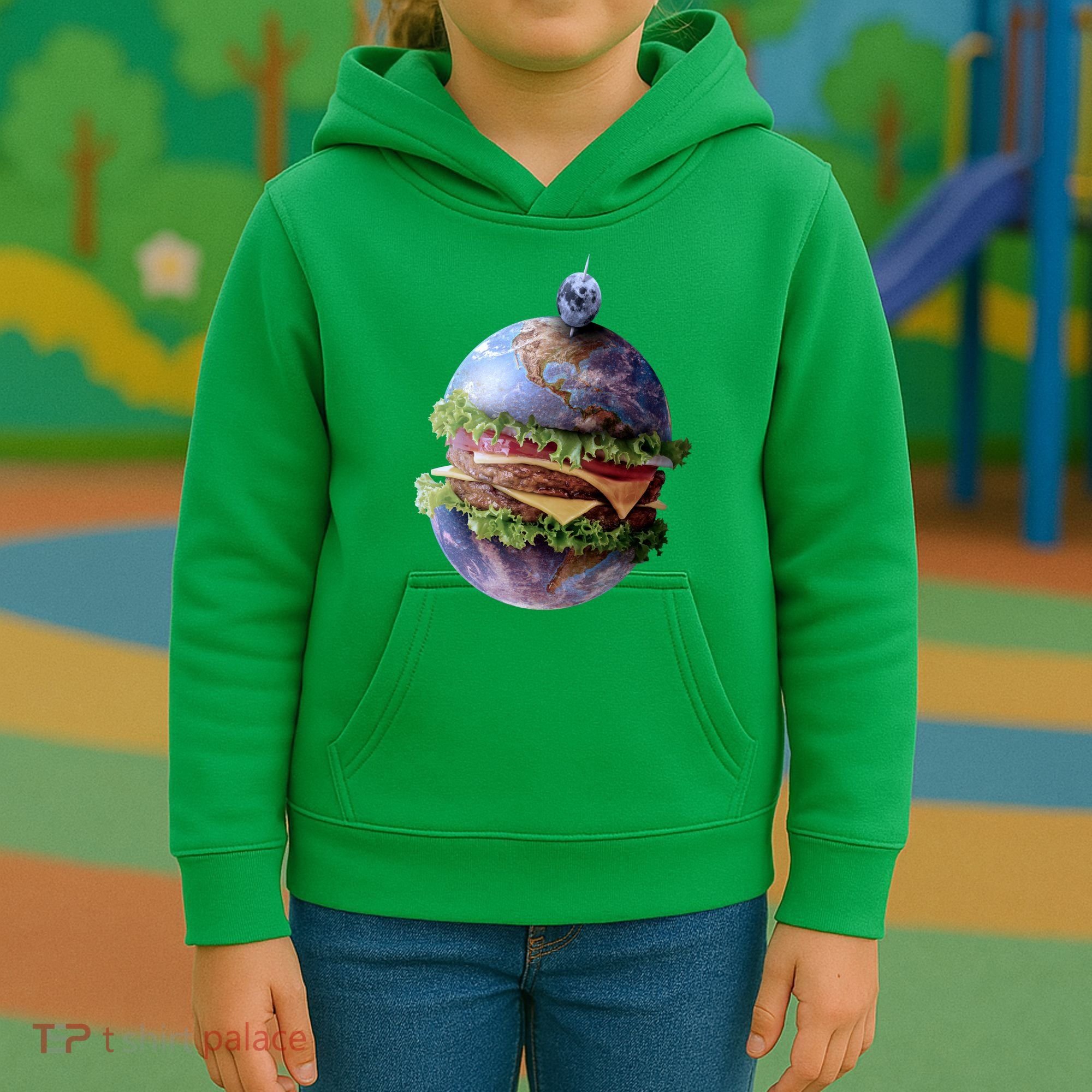 Planet Earth Hamburger Kids Hoodie