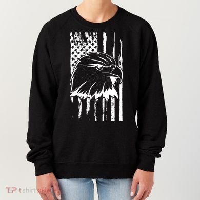 Patriotic Eagle Head American Flag Black Women's Sweatshirt