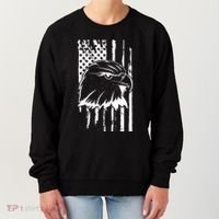 Patriotic Eagle Head American Flag Black Women's Sweatshirt thumb 0