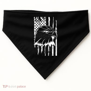 Patriotic Eagle Head American Flag Black USA-Made Doggie Bandana