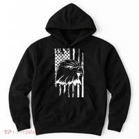 Patriotic Eagle Head American Flag Black Hoodie thumb 0