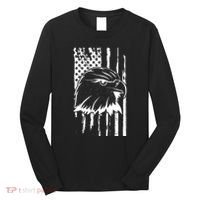 Patriotic Eagle Head American Flag Black Long Sleeve Shirt thumb 0