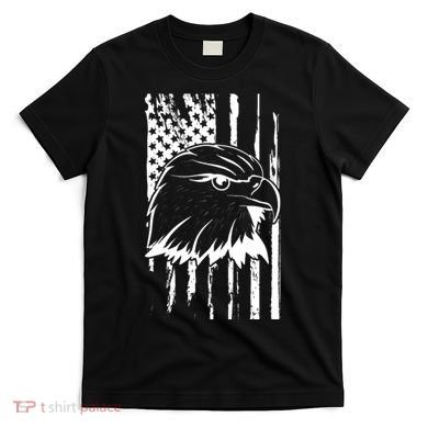 Patriotic Eagle Head American Flag Black T-Shirt
