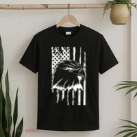 Patriotic Eagle Head American Flag Black T-Shirt thumb 2
