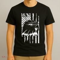 Patriotic Eagle Head American Flag Black T-Shirt thumb 3