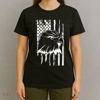 Patriotic Eagle Head American Flag Black T-Shirt thumb 4