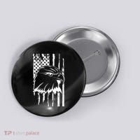 Patriotic Eagle Head American Flag Black Button thumb 0