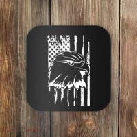 Patriotic Eagle Head American Flag Black Coaster thumb 0