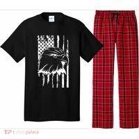 Patriotic Eagle Head American Flag Black Pajama Set thumb 0