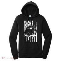 Patriotic Eagle Head American Flag Black Women's Hoodie thumb 0
