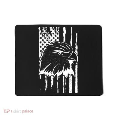 Patriotic Eagle Head American Flag Black Mousepad
