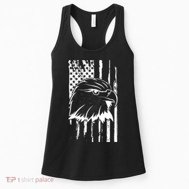 Patriotic Eagle Head American Flag Black Women's Tank Top