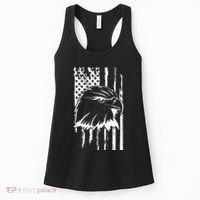 Patriotic Eagle Head American Flag Black Women's Tank Top thumb 0