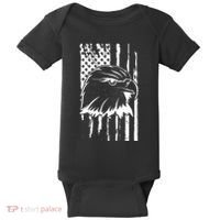 Patriotic Eagle Head American Flag Black Baby Bodysuit thumb 0
