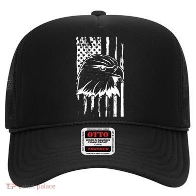 Patriotic Eagle Head American Flag Black Hat