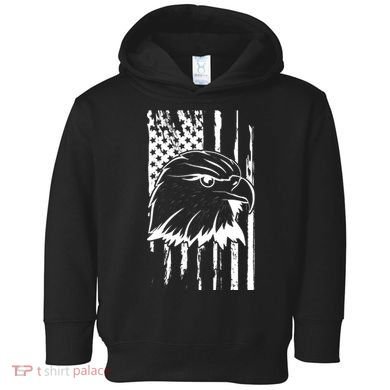 Patriotic Eagle Head American Flag Black Toddler Hoodie