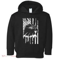Patriotic Eagle Head American Flag Black Toddler Hoodie thumb 0