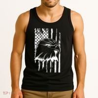 Patriotic Eagle Head American Flag Black Tank Top thumb 3