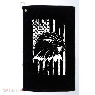 Patriotic Eagle Head American Flag Black Golf Towel