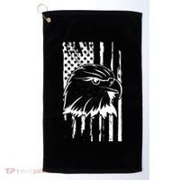 Patriotic Eagle Head American Flag Black Golf Towel thumb 0