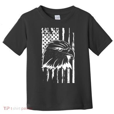 Patriotic Eagle Head American Flag Black Toddler T-Shirt