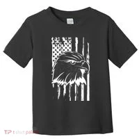 Patriotic Eagle Head American Flag Black Toddler T-Shirt thumb 0