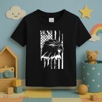 Patriotic Eagle Head American Flag Black Toddler T-Shirt thumb 3