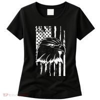 Patriotic Eagle Head American Flag Black Women's T-Shirt thumb 0