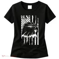 Patriotic Eagle Head American Flag Black Women's T-Shirt thumb 0
