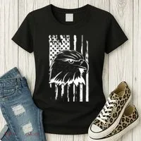 Patriotic Eagle Head American Flag Black Women's T-Shirt thumb 3
