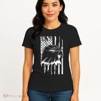 Patriotic Eagle Head American Flag Black Women's T-Shirt thumb 4